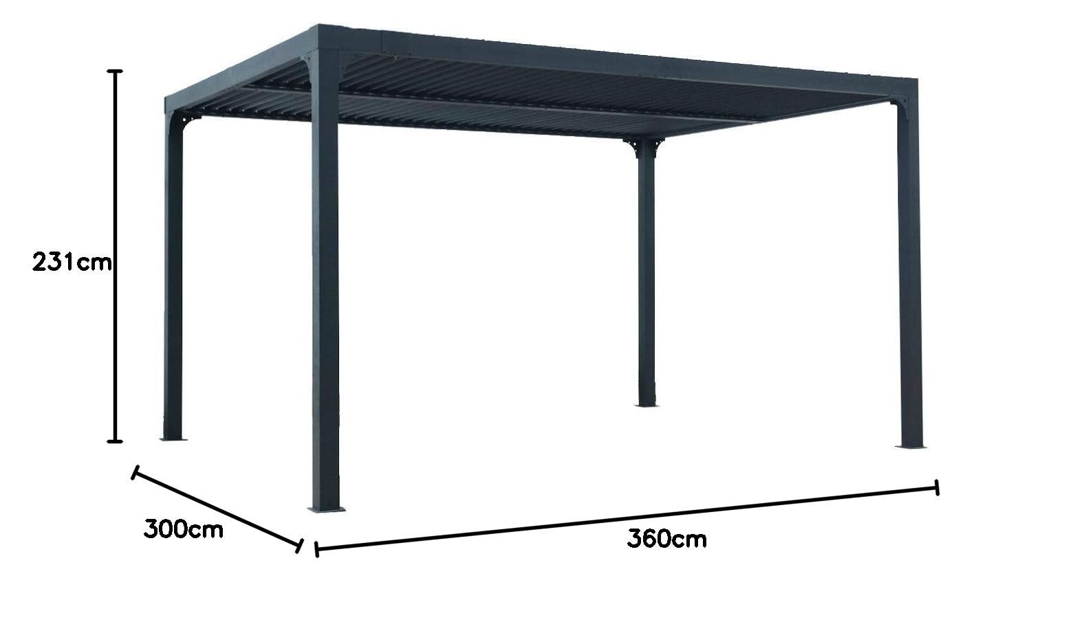 Bioklimatische pergola 10,80 m2 anthrazitgrau - per 3630 bi
