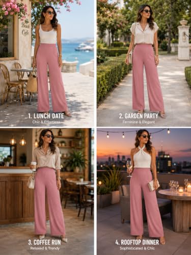 Image of Preneum Women High Waist Korean Wide Leg Trousers, Loose Fit Casual Lounge Pants, Travel, Office & Streetwear Comfortable Stylish Bottom Wear (Available Plus Size)