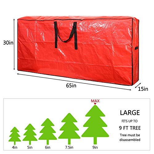 Sattiyrch Christmas Tree Storage Bag - Fits Up To 9 Ft Holiday Xmas Disassembled Trees With Durable Reinforced Handles & Dual Zipper - Waterproof Material Protects From Dust,Moisture (Red) #TOP3