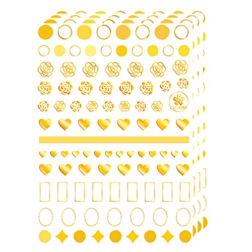 4 Sheets Gold Nail Art Stickers Luxury Nail Decals Nail Art Supplies 3D Flower Heart Letter Nail Design Stickers Self-Adhesive Metallic Designer Nail Stickers for Women Girls Nail Decorations