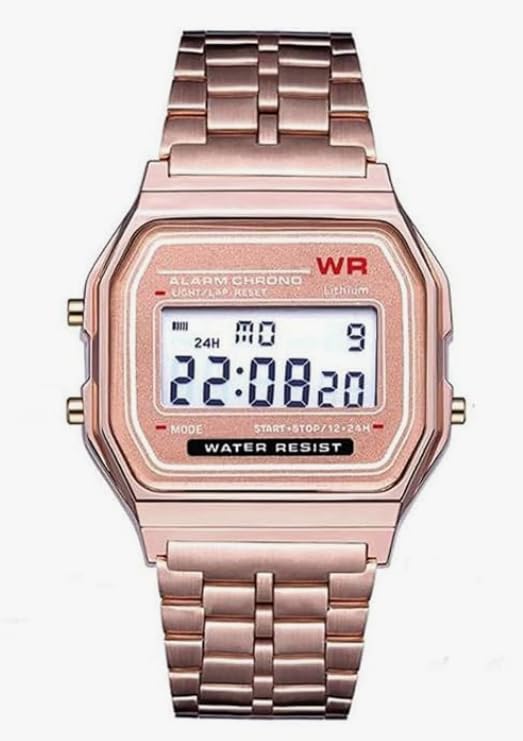 Image of AROA Premium Brand Vintage Series Digital Sports Square 4 Colours Dial LED Unisex Stainless Steel Strap Watch for Men's Watch for Women's Multicolor