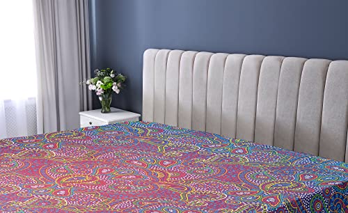 Lunarable Paisley Fitted Sheet, Boho Floral Petals Pattern And Ombre Style Colored Background, Bed Cover With All-Round Elastic Deep Pocket For Comfort, King Size, Indigo Yellow #TOP1