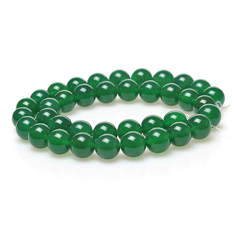 MJDCB Natural Round Stone Beads 12mm Green Agate Loose Gemstone Beads for Jewelry Making Bracelet Necklace 30pcs - Image 2