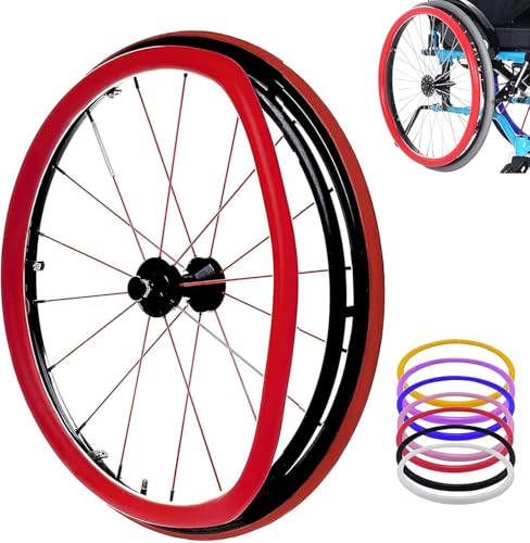 Copricerchi per Sedie A Rotelle, Copri per Sedie A Rotelle Sportive per Ruote Posteriori da 24 Pollici, Copertura per Spingere Le Mani in Silicone, Resistente all'Usura,C