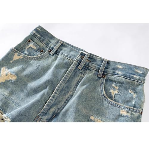 Hip Hop Streetwear Ripped Jeans Men Vintage Double Layer Design Denim Pants Male Baggy Jeans3