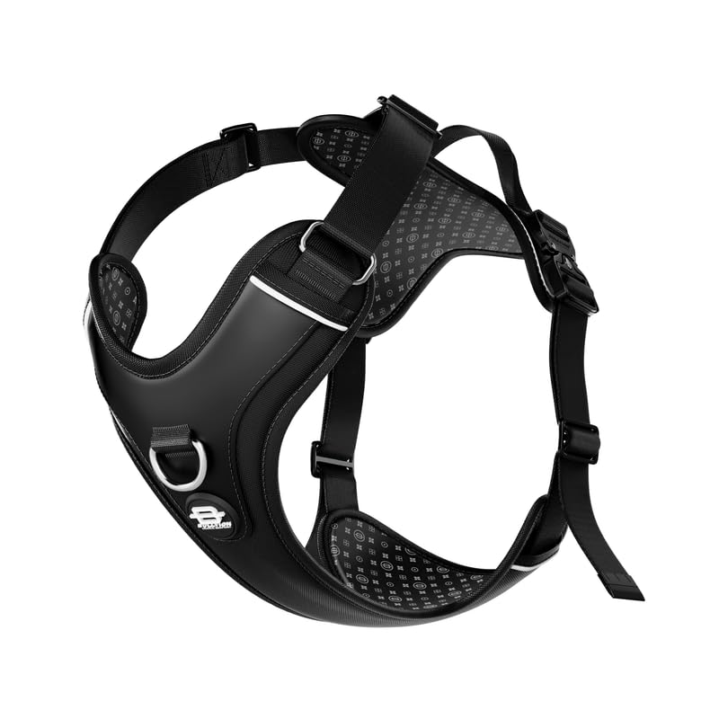 Bullyion ® Original Equipment Multifunctional Hiflex Harness with Anti-Pull, Emergency Grab Handle, Softcell Padding, Pull Tested Lockforce Metal Buckle, Tearbrake Material Carbon Black (Size A)