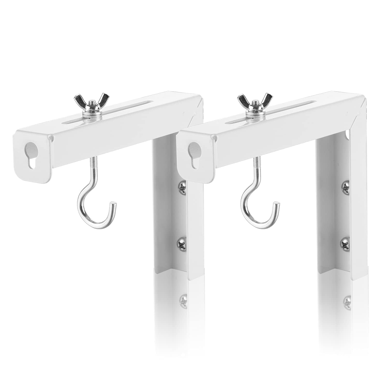 Khazna Universal Projector Screen Wall Mount L-Brackets Wall Hanging Mount 6 inch Adjustable Extension Mounting Hooks for Projection Screen up to 66 lbs 30 kg Capacity Each White (1 Pair)