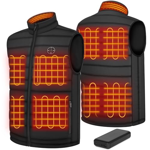 Figcays Heated Vest for Men Women with 20000mAh Battery Pack, Electric Warming Heated Jackets – M