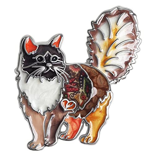 DOWAY Cute Emaille Katze Brosche Pins Floral Katzen Geschenke für Damen Frauen Mädchen Mode Katzen Schmuck Charms (Erdnuss)