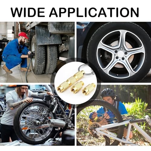 Image of Universal Tire Deflator, 4 in 1 Brass Air Down Tire Deflator Offroad Accessories, Portable Valve Stem Tyre Pressure Relief for Bike Motor Offroad Vehicle Car SUV Truck (Four Parts Combination Pack)