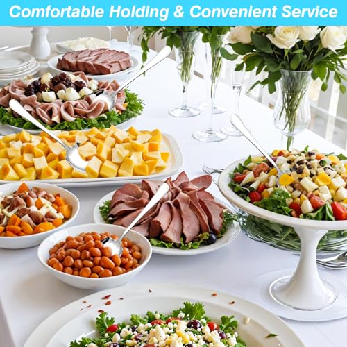 Ouligay 2PCS Serving Spoons Large Stainless Steel for Buffet Serving Utensils Set for Parties, 8.66 Inch Silver Serving Spoons Set - Image 3