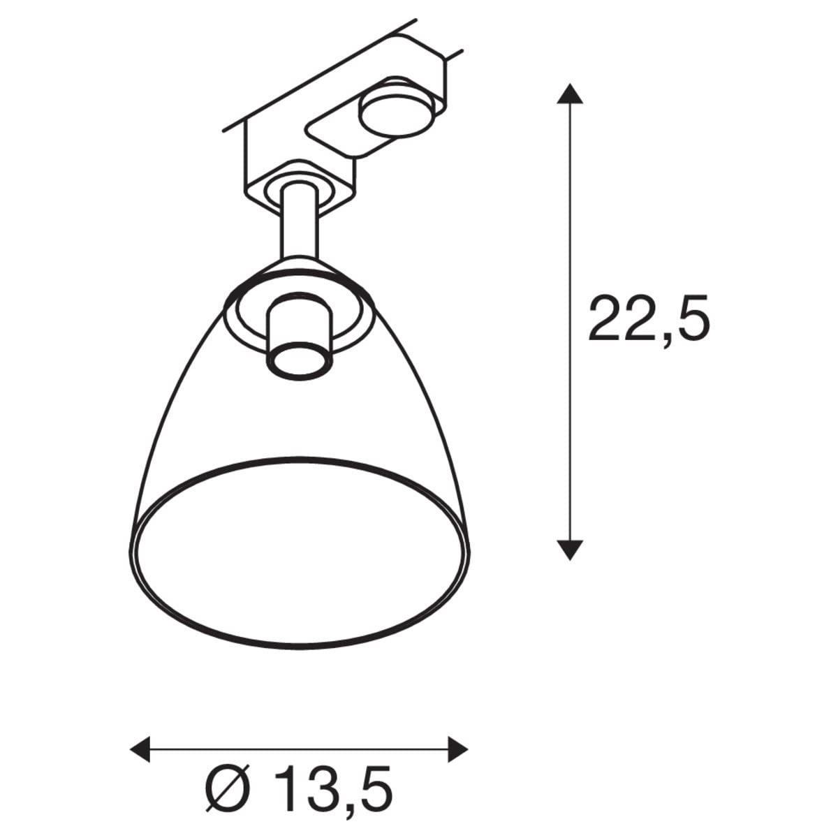 SLV 3 Phasen System Leuchte PARA CONE GL GU10 25W weiß LED-Spot Decken-Strahler