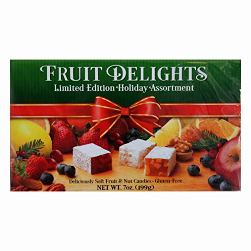 Liberty Orchards (1) box Fruit Delights - Limited Edition Holiday Assortment - Deliciously Soft Fruit & Nut Candies - Gluten Free - Net Wt. 7 oz