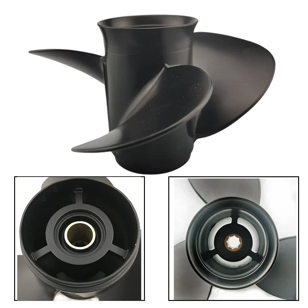 Boatman Hélice de aluminio fuera de borda para motores Mercury 6-15 Hp,(9x8,9x9,9x10,5) 8 dientes Spline