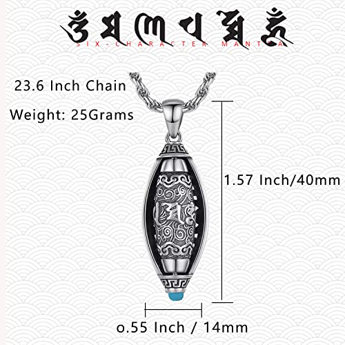 FAZOVIN Tibetan Buddhist Mantra Om Mani Padme Hum/Pixiu Necklace for Men Women with Prayer Wheel Patron Saint Amulet Necklace4