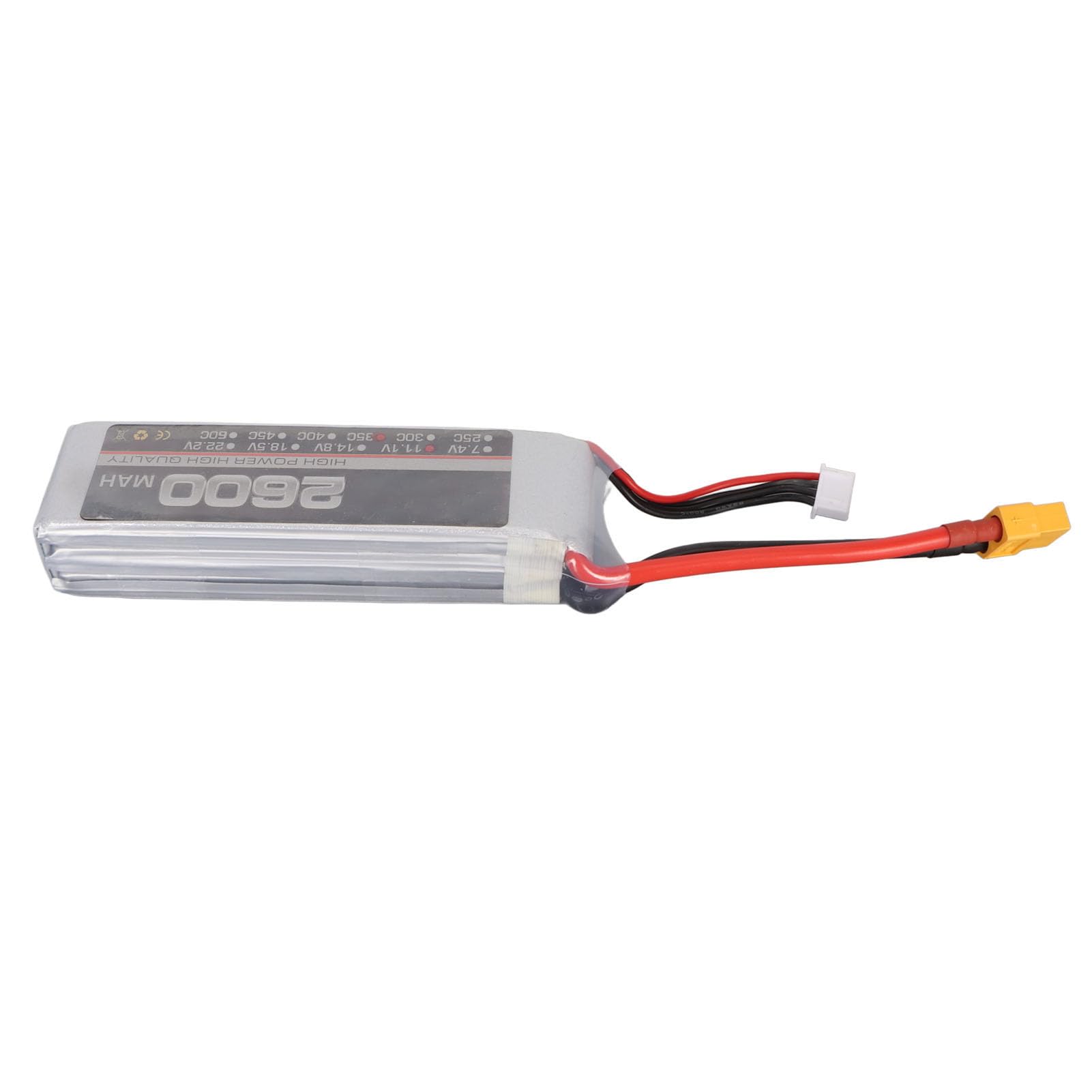Dilwe Batteria LiPo RC 11,1 V 35C 2600 MAh 3S, Batteria LiPo Ad Alta Potenza con Spina di Bilanciamento XH, per FPV Racing Drone Quadcopter RC Aereo Elicottero Barca (XT60)