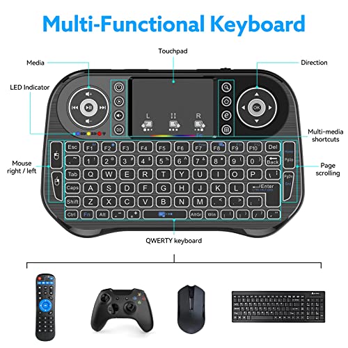 LONGYI I10 Mini Tastatur Wireless mit Touchpad, Mini Keyboard Smart TV Tastatur, Bluetooth und 2.4 GHz USB Kabellos Tastatur with RGB LED Hinterleuchtet für Android Box/Smart TV/PC/Pad/Xbox/HTPC/IPTV – Bild 4