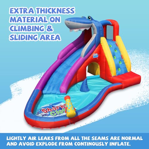 ACTION AIR Inflatable Water Slide, Red Shark Bounce House with Slide for Wet and Dry, Playground Sets for Kids Backyard, Water Spray, Water Pool, Durable Sewn with Extra Thick Material - Image 6