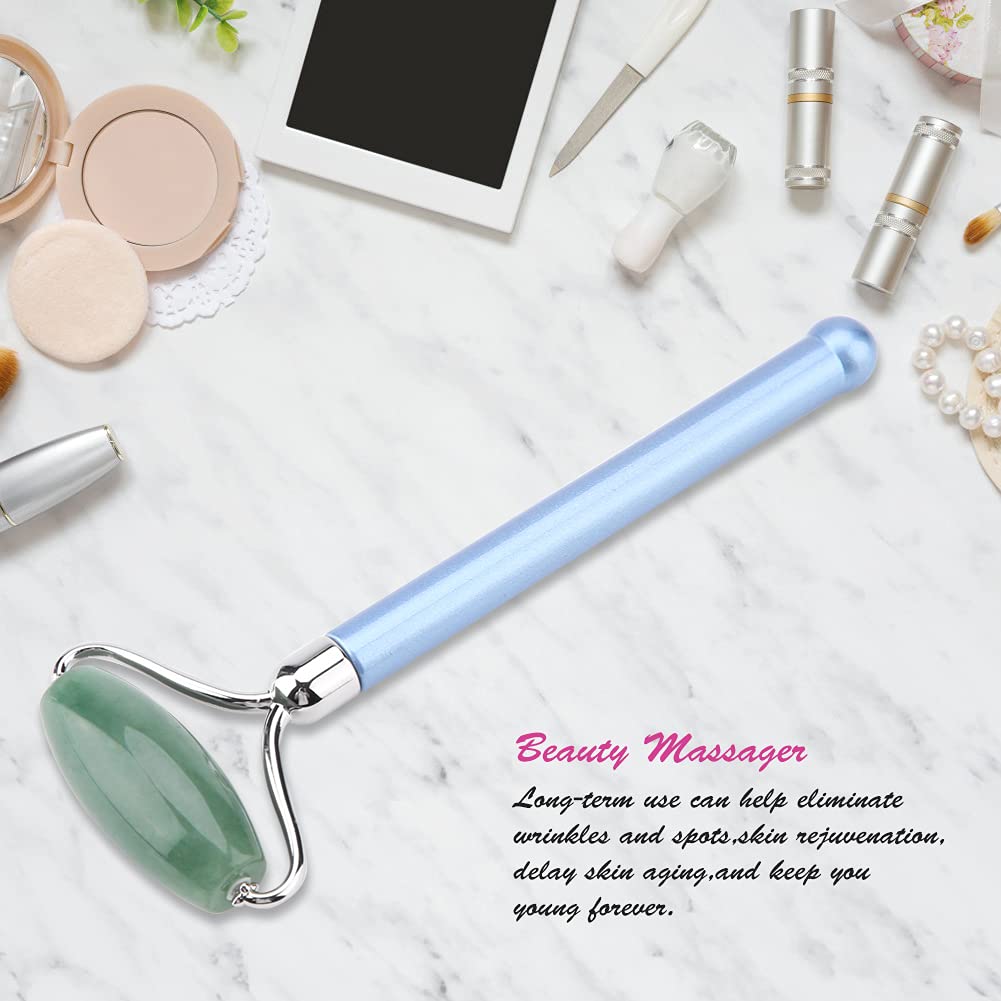 Natürlicher Jade-Roller Für Das Gesicht, Jade-Gesichtsroller, Gesichtsmassageroller Zur Hautverjüngung, Anti-Aging-Hautpflege-Werkzeug(Blauer Stab)