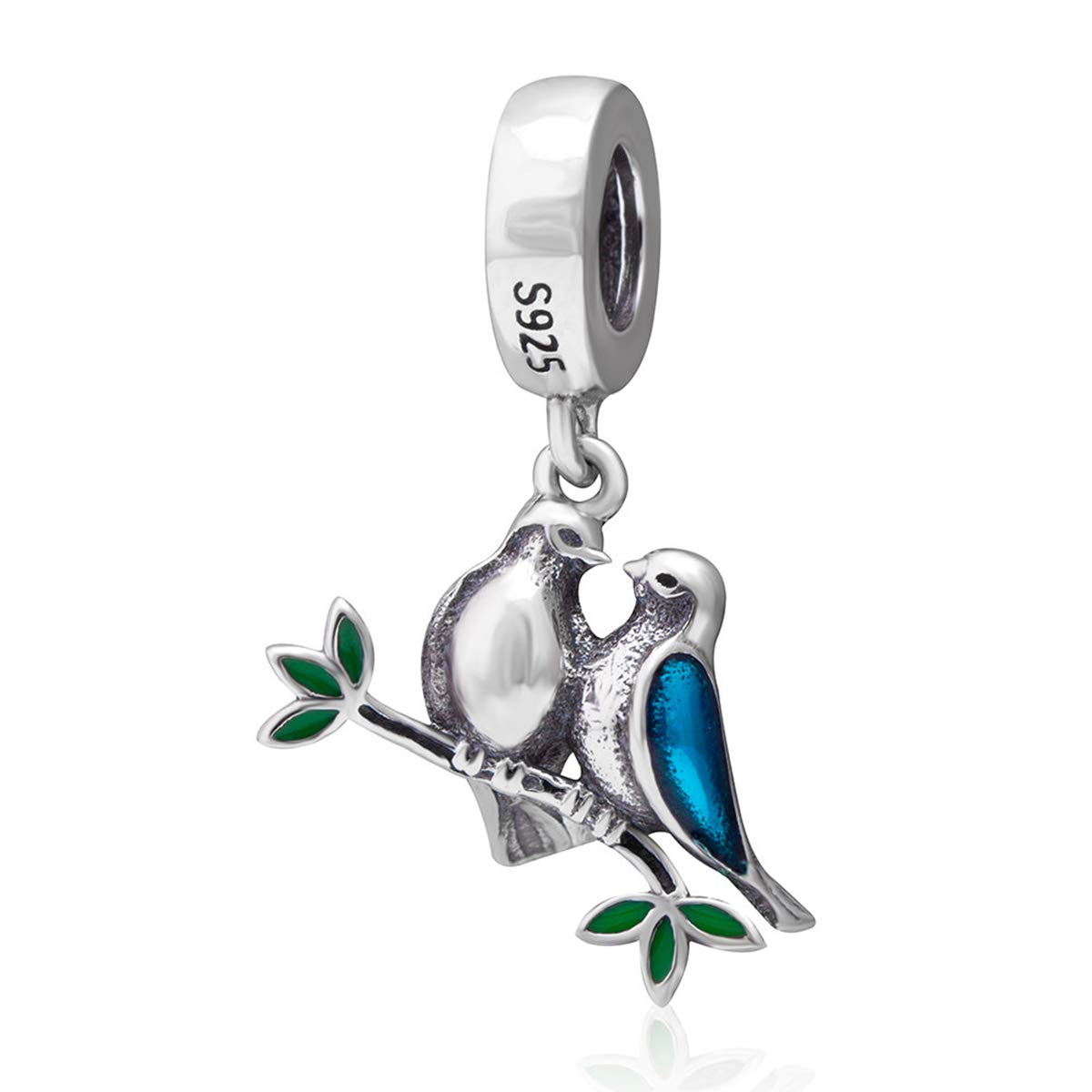 Bijoux animaux en argent sterling avec charm perle oiseau ciselé - 2
