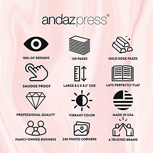 Andaz Press Personalized Wedding Guestbook With Gold Accents, Minimal Custom Guestbook, White Guest Sign-In Registry, 120 Pages 8.5" X 8.5" Memories Book For Diy Scrapbook Photo Album, Keepsake #TOP5