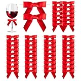 50pcs Noeud Rouge Noel, 9 * 9cm Noeud Ruban Noël avec Attache, Noeud Sapin Noel pour Deco Mariages Emballages Cadeaux d'anniversaire Noël Cadeaux de Fête, Les Gâteaux, la Décoration des Sacs À Goûter