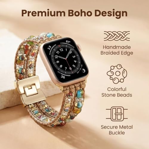 Bracelet élégant en métal pour femme Apple Watch 38/40/41mm maille dorée Series 9 8 7 - 3