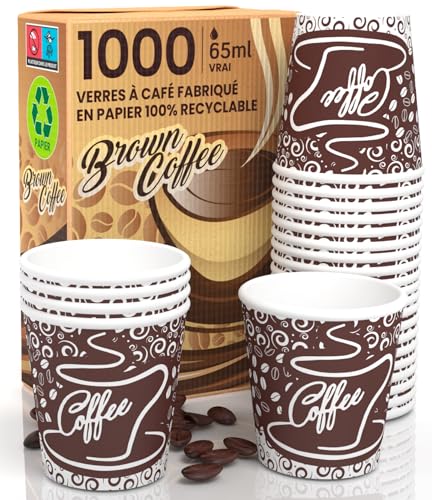 Eurocali 1000 Gobelets à Café 65ml Écologiques