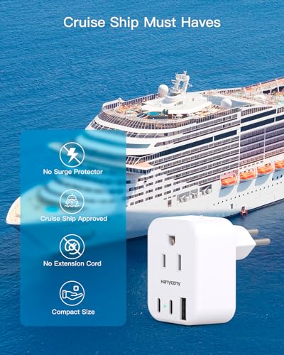 Image of HANYCONY Switzerland Power Travel Plug Adapter, Type J Power Adapter with 2 Outlets 3 USB Ports(2 USB C) for US to Swiss Switzerland Liechtenstein Rwanda