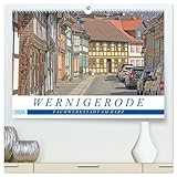 Wernigerode - Fachwerkstadt am Harz (hochwertiger Premium Wandkalender 2026 DIN A2 quer), Kunstdruck in Hochglanz: Wernigerode - mittelalterlicher Fachwerkbau vom Feinsten (CALVENDO Orte)