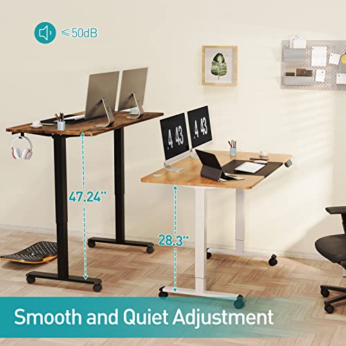 Woka Dual Motor Electric Standing Desk, 55" X 28" Adjustable Height Stand Up Desk, Sit Stand Desk For Home Office With 4 Memory Controller, Motorized Desk With Splice Board, Black And Oak Tabletop #TOP2