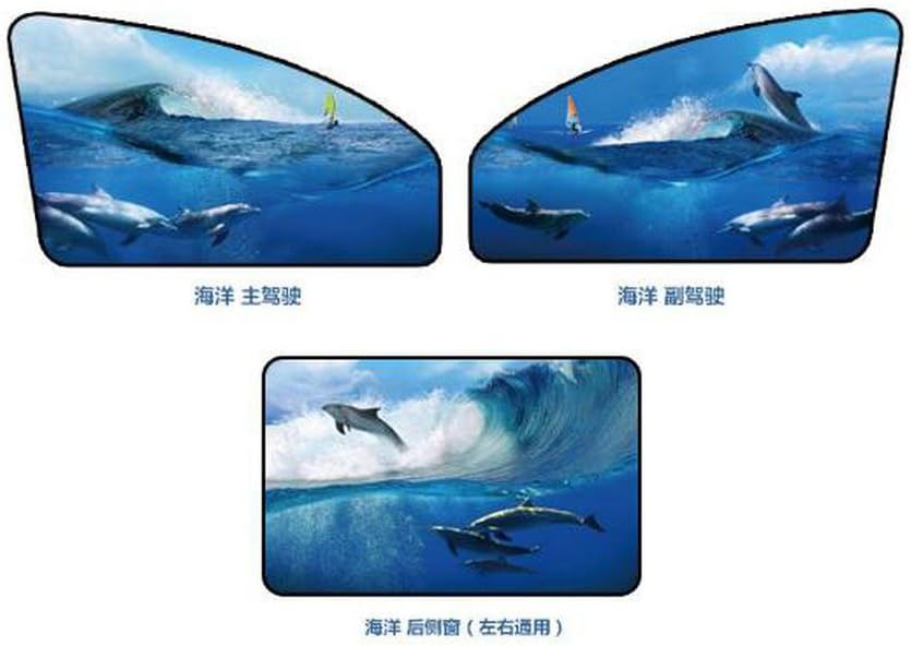 1 Set of 4pcs Car magnetic shade curtains cartoon sunscreen shade car sun visor side window shade (dolphin)