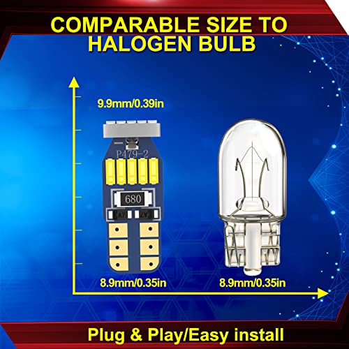 Xinyang 10Pcs 194 Led Car Bulbs, Canbus No Error T10 168 Led Light Bulbs, 15Smd 4014 Chipset 175 2825 Non-Polarity Led Lights For Car Interior Dome Map Door Courtesy License Plate, 6000K White #TOP1