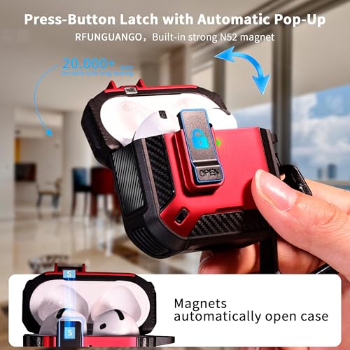 Image of RFUNGUANGO for AirPods 5 /4 Case (2026 /2024) with Lock, Red