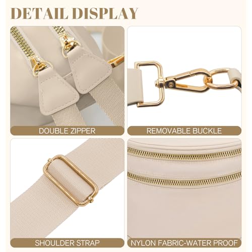 Image of WOOMADA Checkered Crossbody Bag Bum Bag for Women, Fanny Pack Checkered Purse, Belt Bag with Shoulder Strap(Beige)
