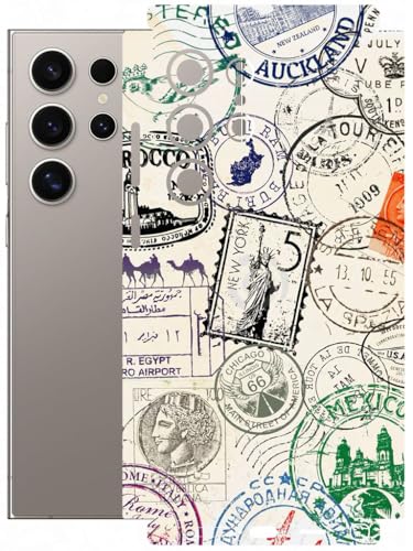 Image of AtOdds - Full Body Back Screen Guard Protector Film - Lamination Wrap Skin Sticker Compatible with Samsung Galaxy S24 Ultra | Scratchproof Matte Finish (Stamps)