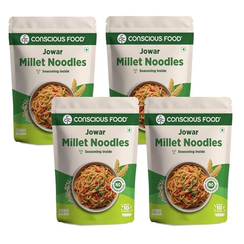 Image of Conscious Food Millet Noodles | 162g | Pack of 4 | No Preservatives | No Maida | No Msg | No Artificial Colors or Flavors, No Trans Fat & Cholesterol