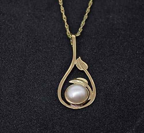 Gold Pearl Necklace Pendant, Unique Pearl Necklace For Women, Gold Plated Leaf Pendant, Statement Gold Pendant, Dainty Necklace, Gold Leaves Pendant, Birthstone Pendant, White Stone Pendant #TOP3