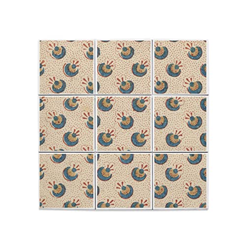Carreaux céramique décoratifs 20x20 cm motif tribal lot de 9 pour fresque murale 60x60 cm art naïf