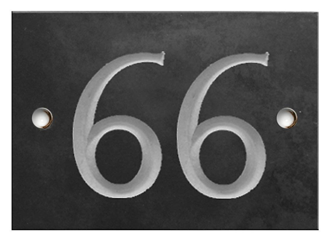 Engraved Slate House Number Sign - 1 to 99 (Select Your Number here) - Number 66 (Same Day Dispatch by 1st Class Post!!!)