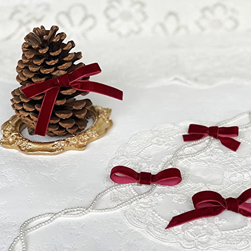 Image of QIANF Vintage Burgundy Velvet Ribbon, 3 /8 Inch X 25Yd