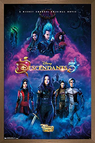 Affiche Disney Descendants 3 encadrée pour éviter les posters cornés, cadre bronze 37x56cm