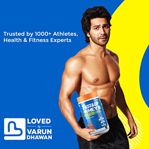 Image of FAST&UP Essentials Whey Protein Isolate Blend (Rich Chocolate Flavour), 15 Servings, 24g Protein, 5.5g BCAA, 4g Glutamine (1.06 Lbs, 480 Gms)