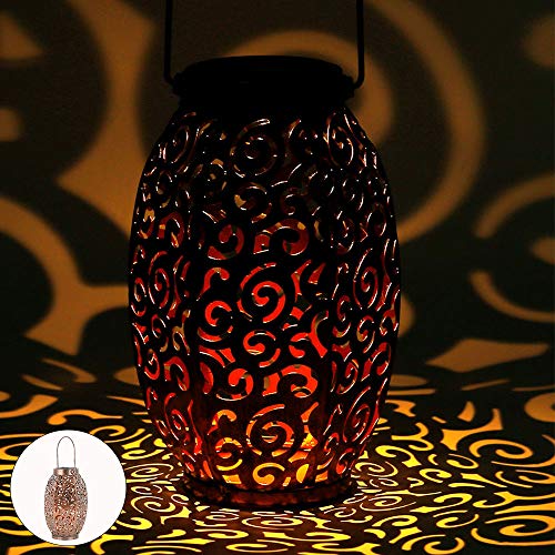 Preisvergleich Produktbild Solarlaterne für Außen Metall Solarlaterne Garten Laternen Wasserdichte Hängend LED Solar Laterne Dekorative Solarlampe für Veranda Pathway, Hof, Weihnachten