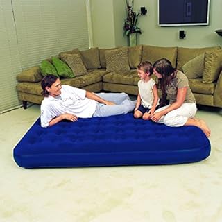 Unibos Double Airbed Comfort Inflatable Air Bed Indoor Outdoors Camping Sleepover Air Mattress Blue