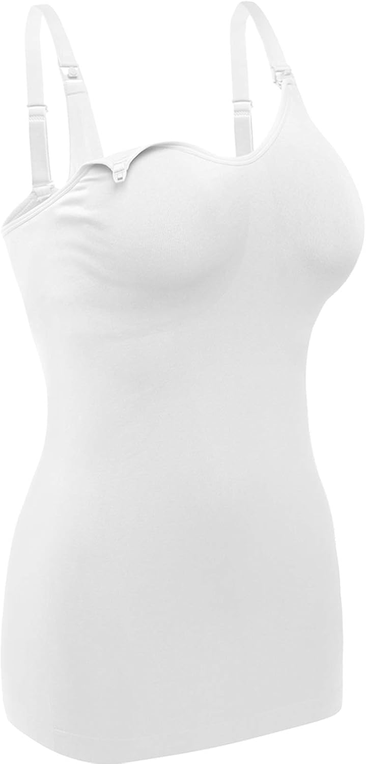 Women's Maternity Nursing Tank Tops with Built in Bra for Breastfeeding Camisoles Shirt 4Pack - Image 5