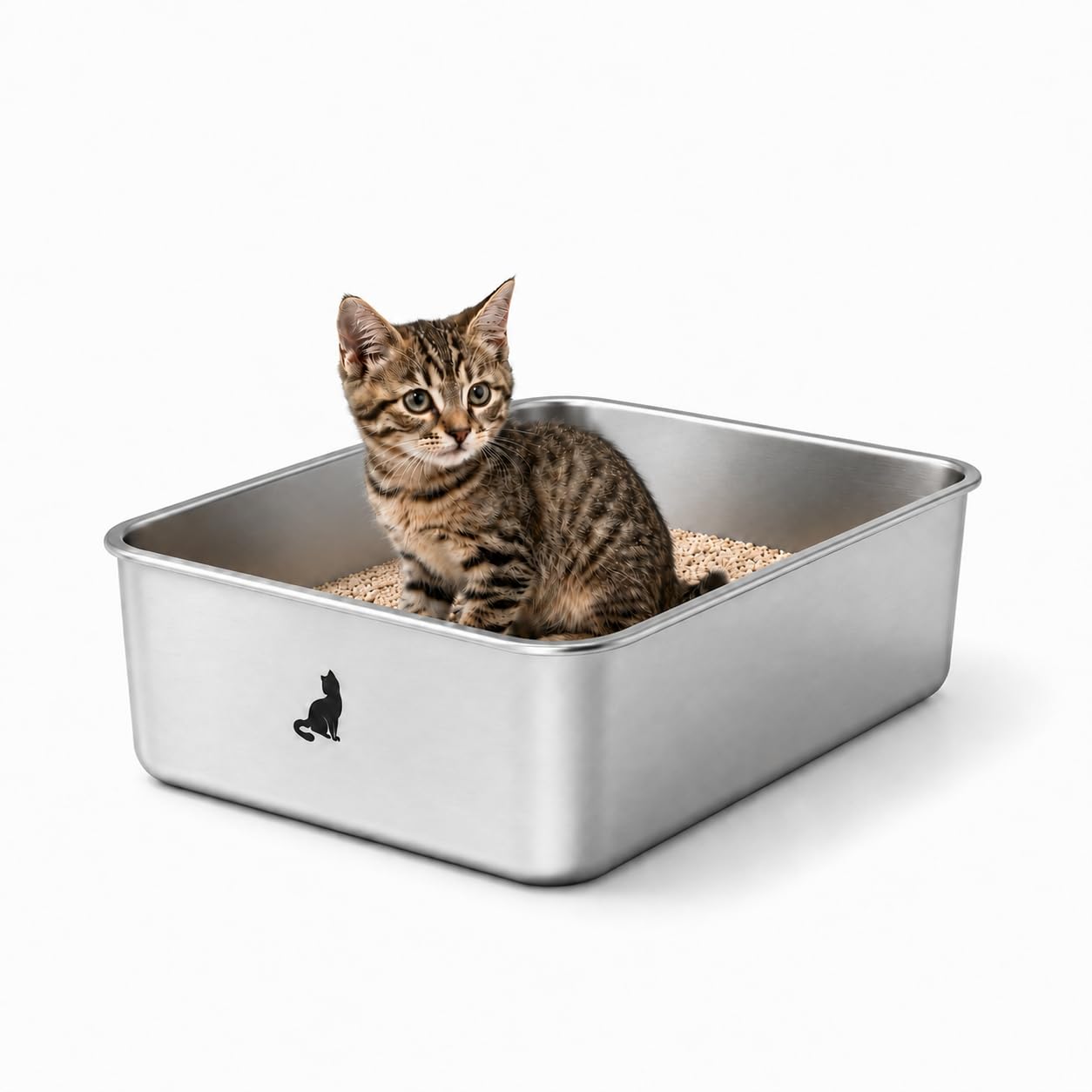 Zedelmaier Edelstahl Katzentoilette System – Katzenklo Edelstahl XXL für große Katzen & 2 Katzen – 5 Größen verfügbar – Offene & hohe Seitenwand Varianten – geruchsarm & leicht zu reinigen