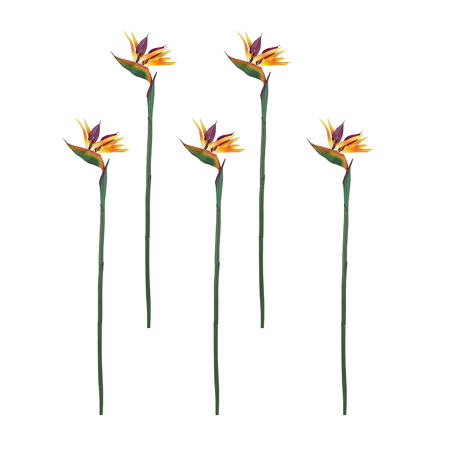 Atroy Orange Artificial Flowers Strelitzia Stems, Fake Bird Of Paradise Plant, Simulation Bird Of Paradise High-End Flower Arrangement For Home Party Office Decoraion.