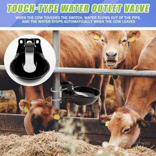 Mysora 2.5 L/ 0.66 Gal Automatic Livestock Waterer, Heavy Cast Iron Push-Paddle Water Trough, Black Stainless Steel Livestock Water Bowl for Horse Cattle Goat Pig 11.8 x 9.06 x 3.94 Inch