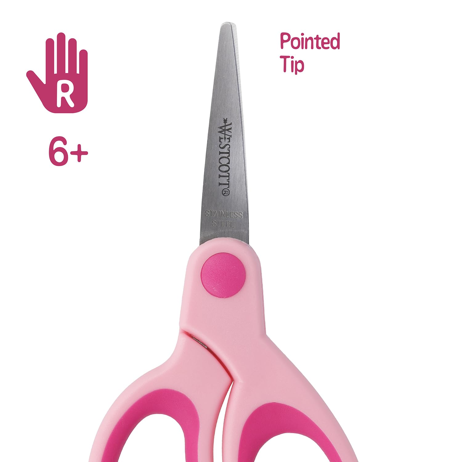 Westcott E-21582 00 Forbici bambino Kids Softgrip con punte per destrimano, 13 cm, rosa